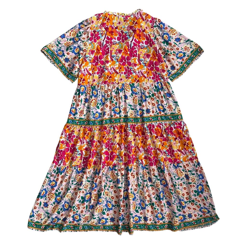 Umgee Mixed Floral Print Tiered Sundress Multicolor Size Large - Picture 9 of 10